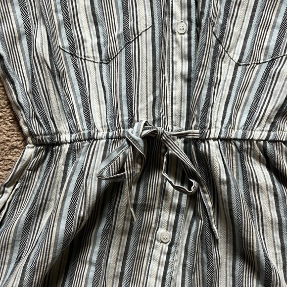 Striped Linen Tie Waist and Button Dress - Picture 3 of 3